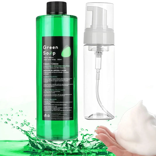 30/250/500ML Ultra Concentrated Tattoo Green Soap - Tattoo Cleaning Soap Kit with Foaming Bottle 150ml for Tattoo Clean Skin