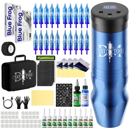 DM Wireless Tattoo Machine Kit High Quality Tattoo Pen With 20PCs Mixed Tattoo Needles Tattoo ink for Tattoo Artist