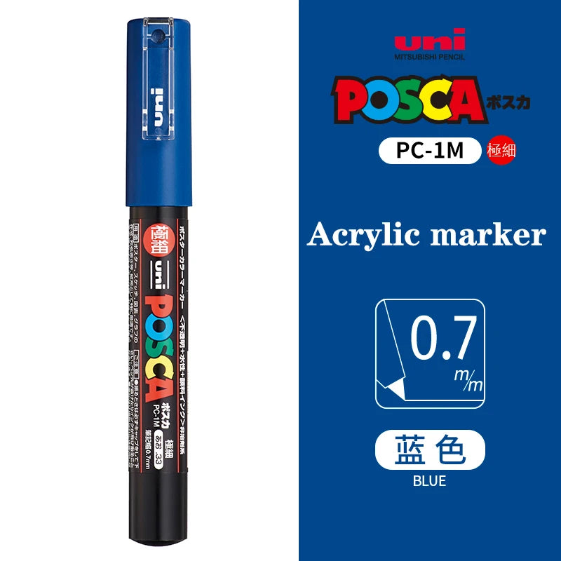 Japan Uni Posca Paint Marker Pen PC-1M POP Poster Graffiti Manga Advertising 0.7mm Art Supplies Stationery Multicolor Optional