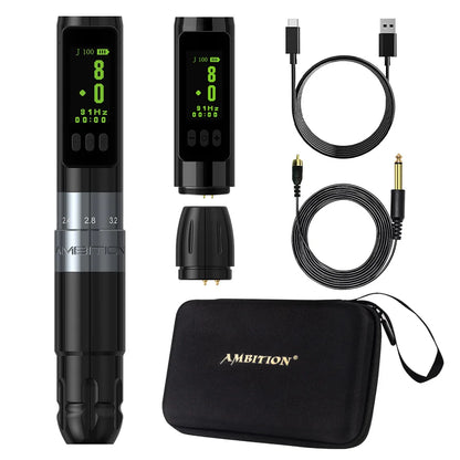 Ambition Sally Wireless Permanent Makeup Machine Tattoo Pen Rotary 2.0-3.5mm adjustable stroke Coreless Motor Tattoo Supplies