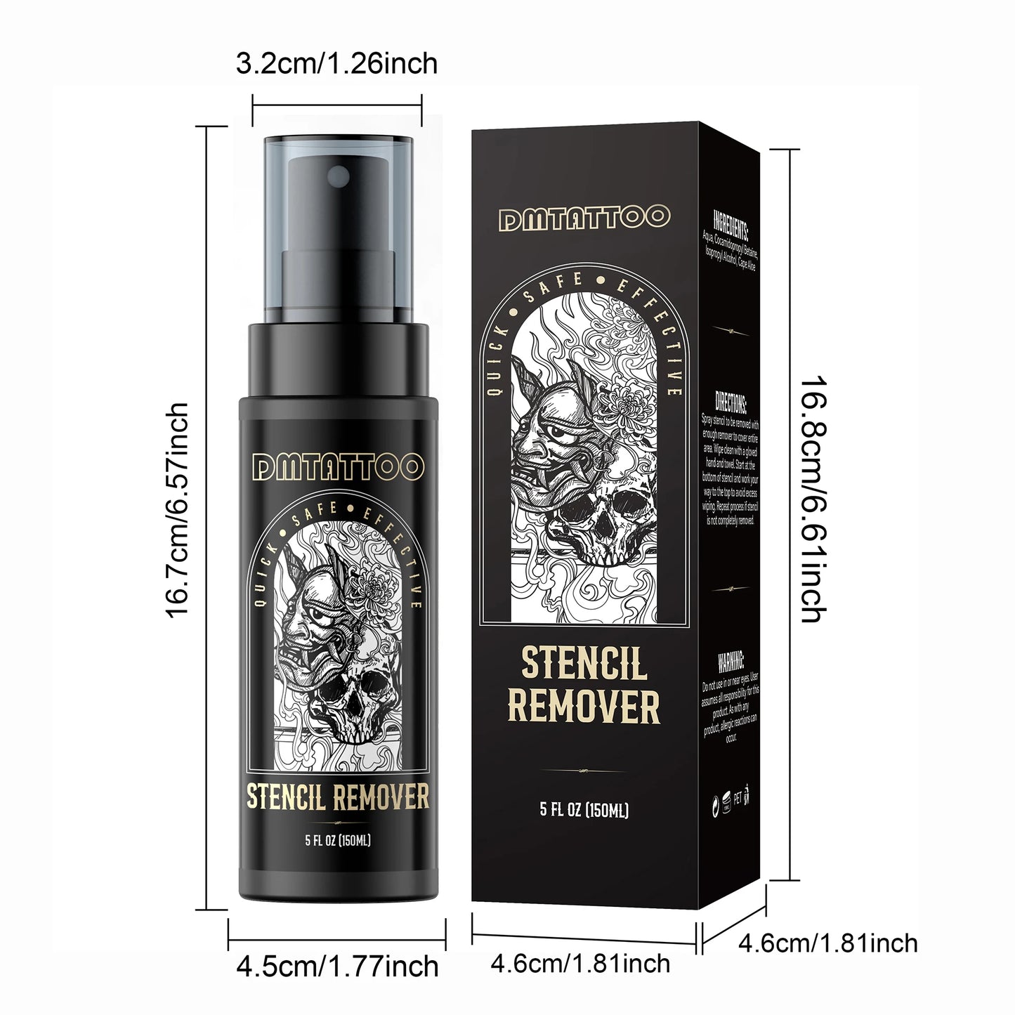 150ML Tattoo Stencil Remover Spray Non-irritating Light Fragrance Liquid for Tattoo Artists Transfer Paper to Quickly Clean
